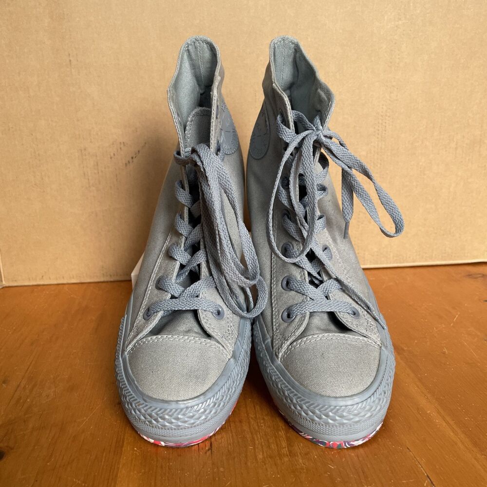 Converse Chuck Taylor All Star SIZE 10 Hidden Wedge Gray Crayon Bottom - Picture 3 of 13
